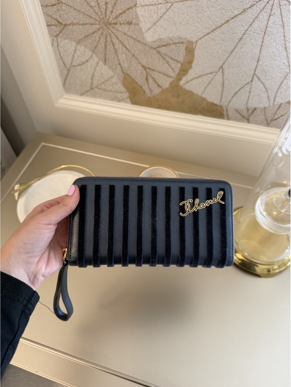 Chanel CC Logo Zip Around Wallet with Wristlet